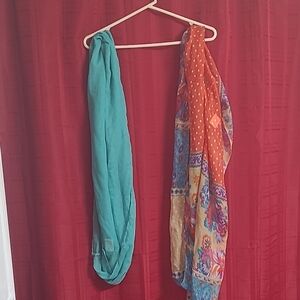 Colorful Women's Scarves - Teal and Multicolor